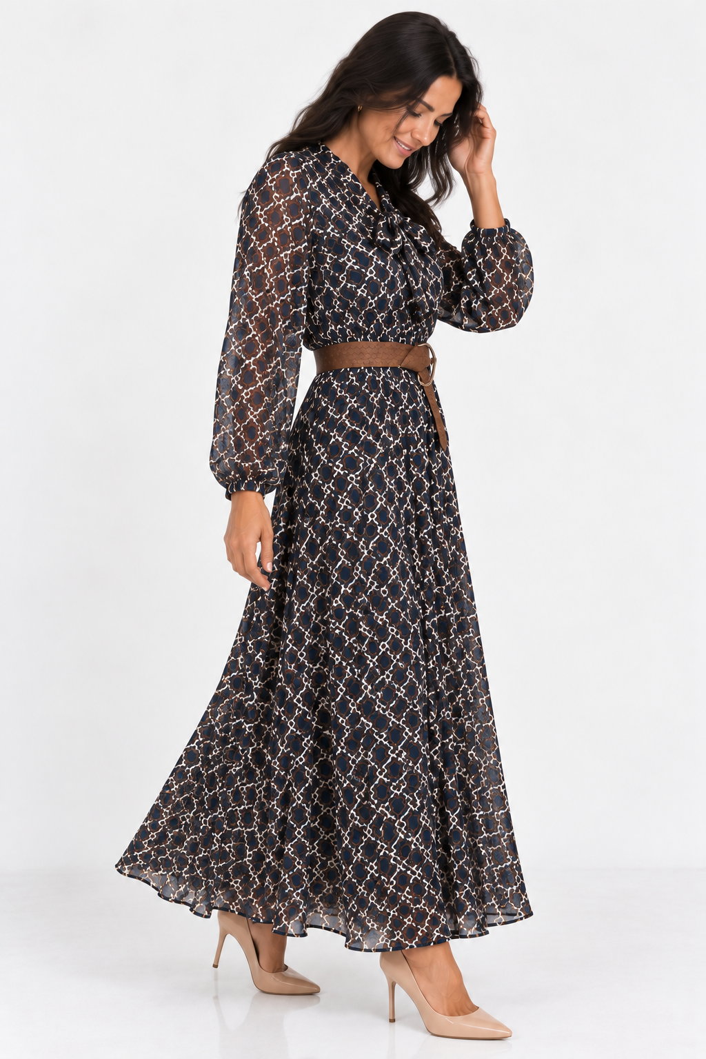 Vestido lazada cuello marino
