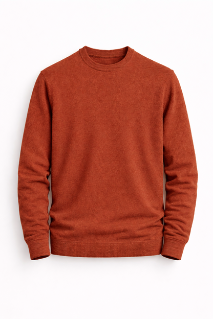 Jersey cuello redondo básico Teja