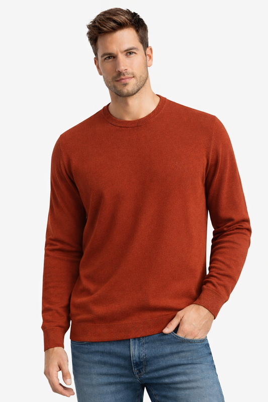 Jersey cuello redondo básico Teja