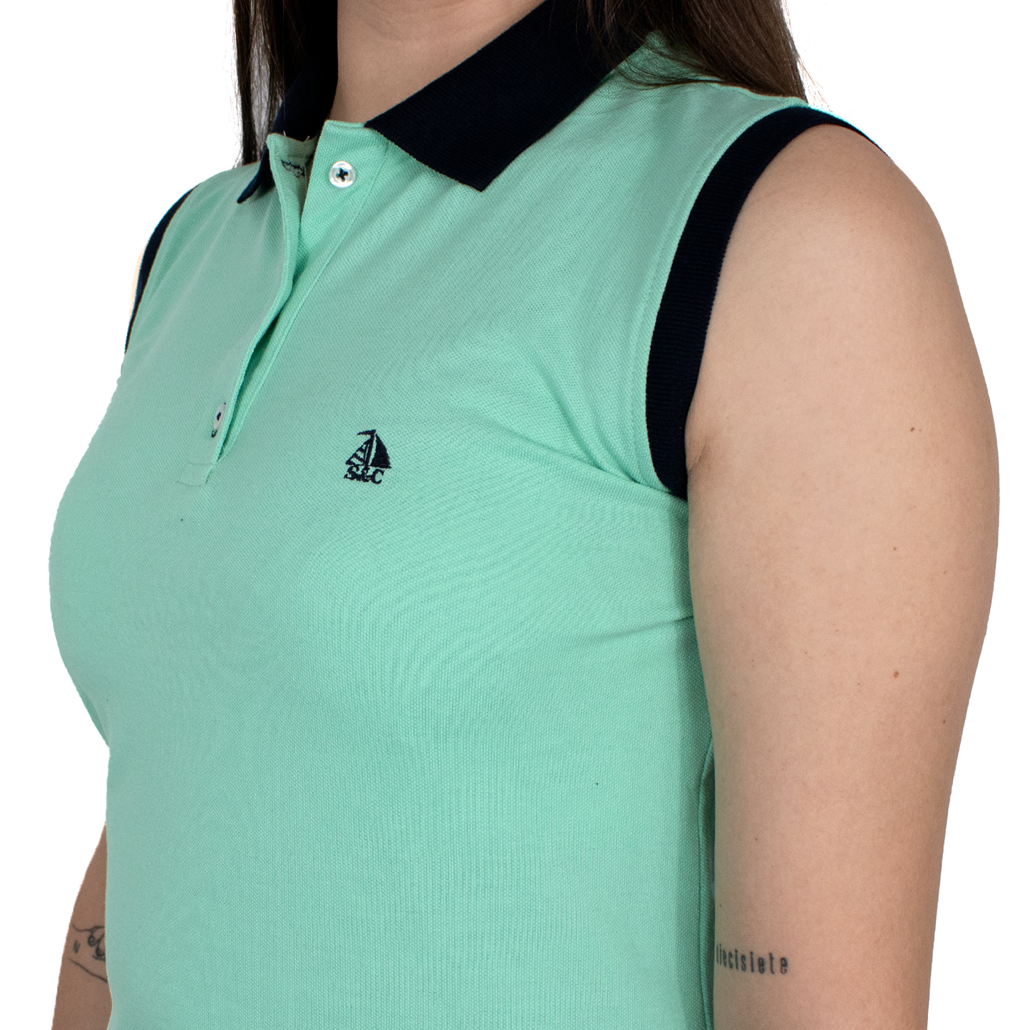 Vestido polo sin mangas verde mar