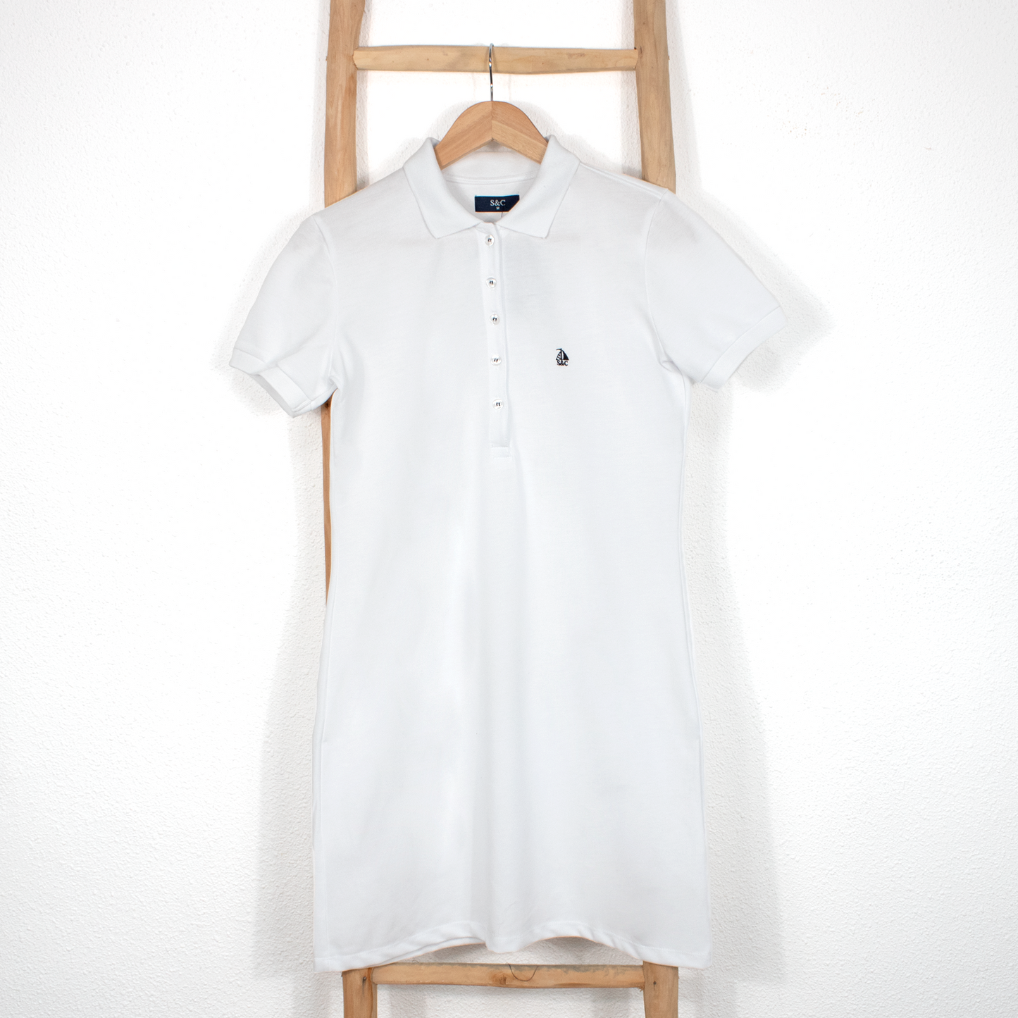 Vestido polo manga corta blanco