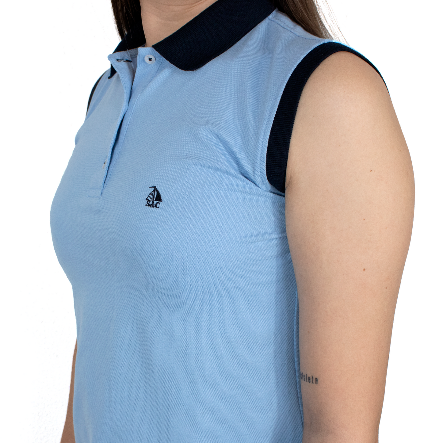 Vestido polo sin mangas celeste