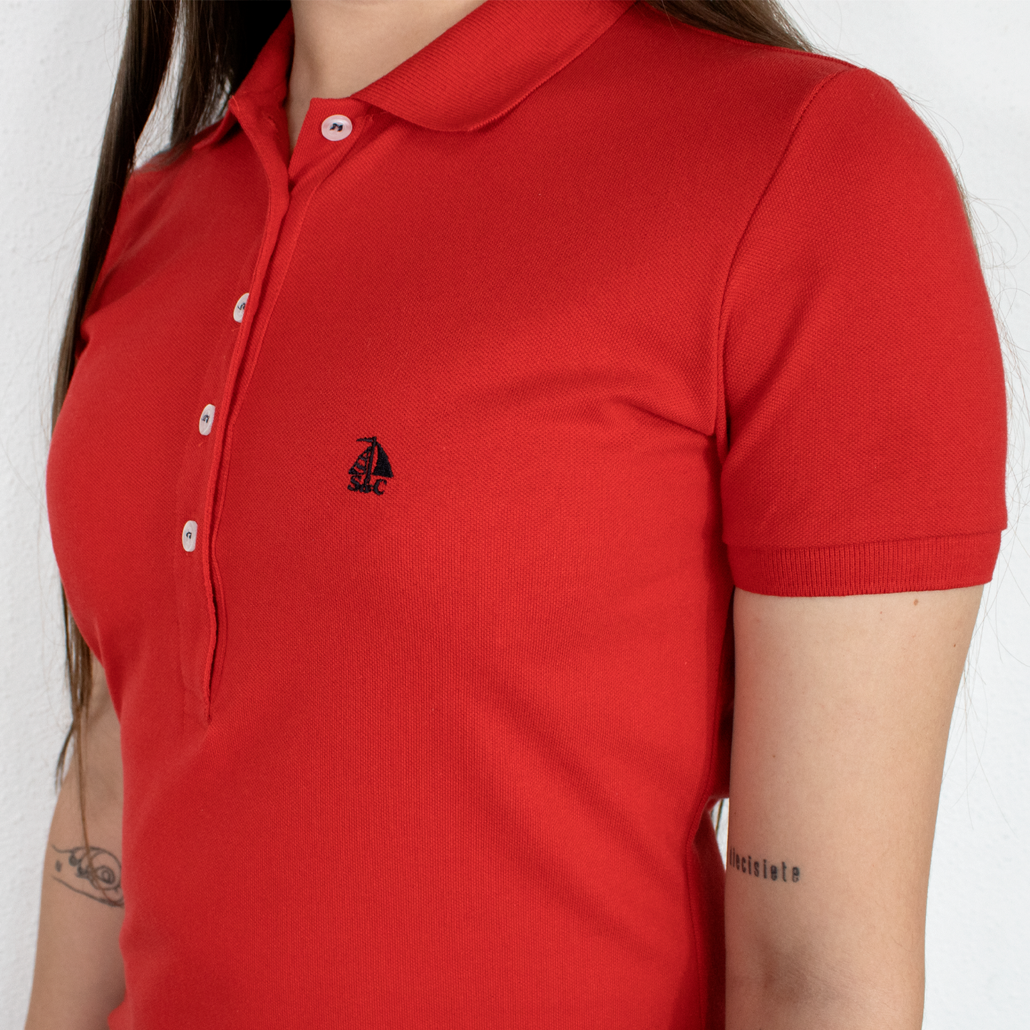 Vestido polo manga corta rojo
