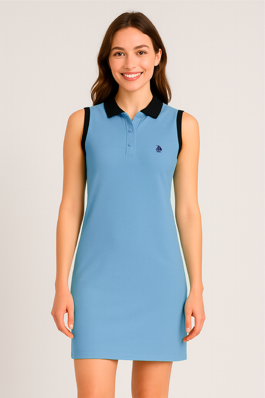 Vestido polo sin mangas celeste