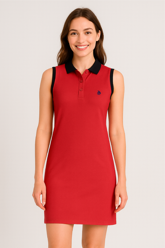 vestido polo sin mangas rojo
