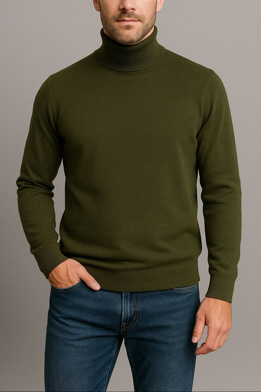 Jersey de hombre cuello vuelto básico kaki