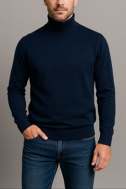 Jersey de hombre cuello vuelto básico negro