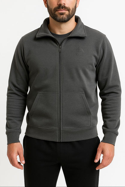 Sudadera con cremallera gris oscuro con barco
