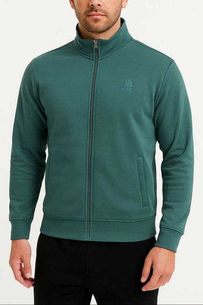 Sudadera con cremallera verde con barco