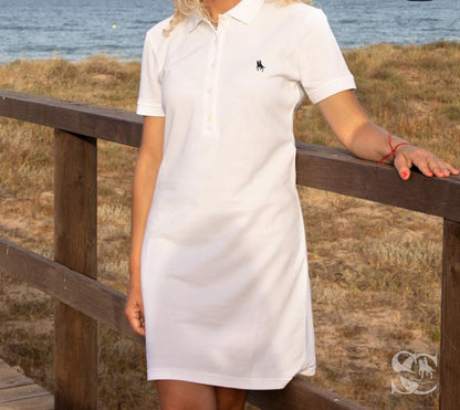 Vestido polo manga corta blanco