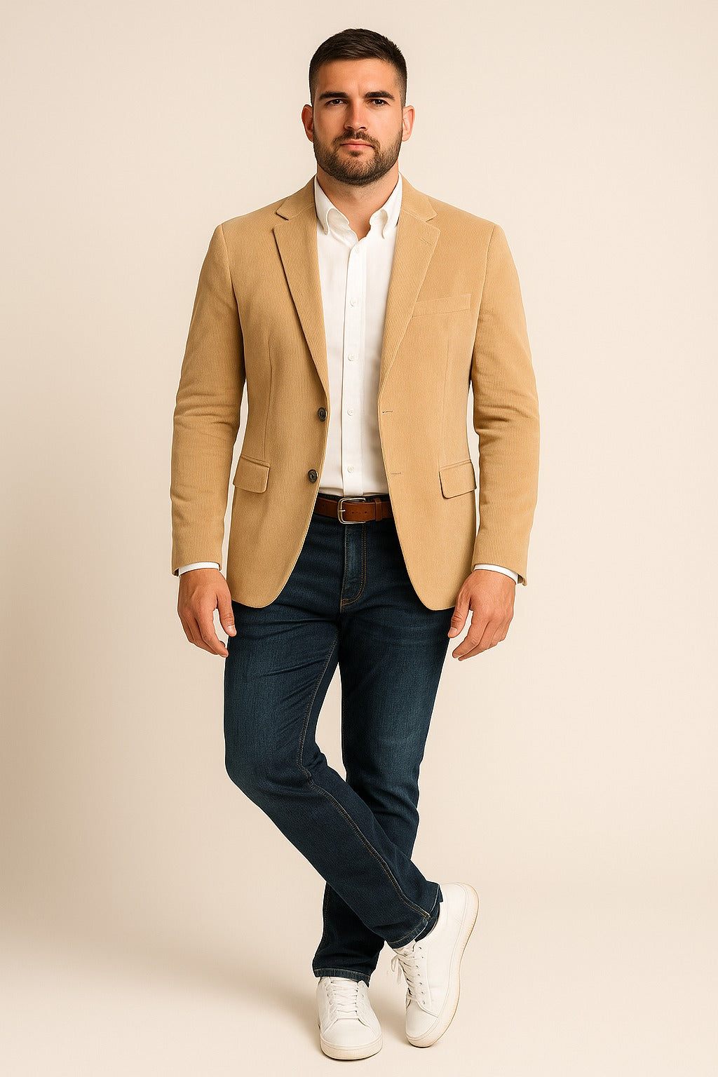 Americana micropana tacto aterciopelado beige