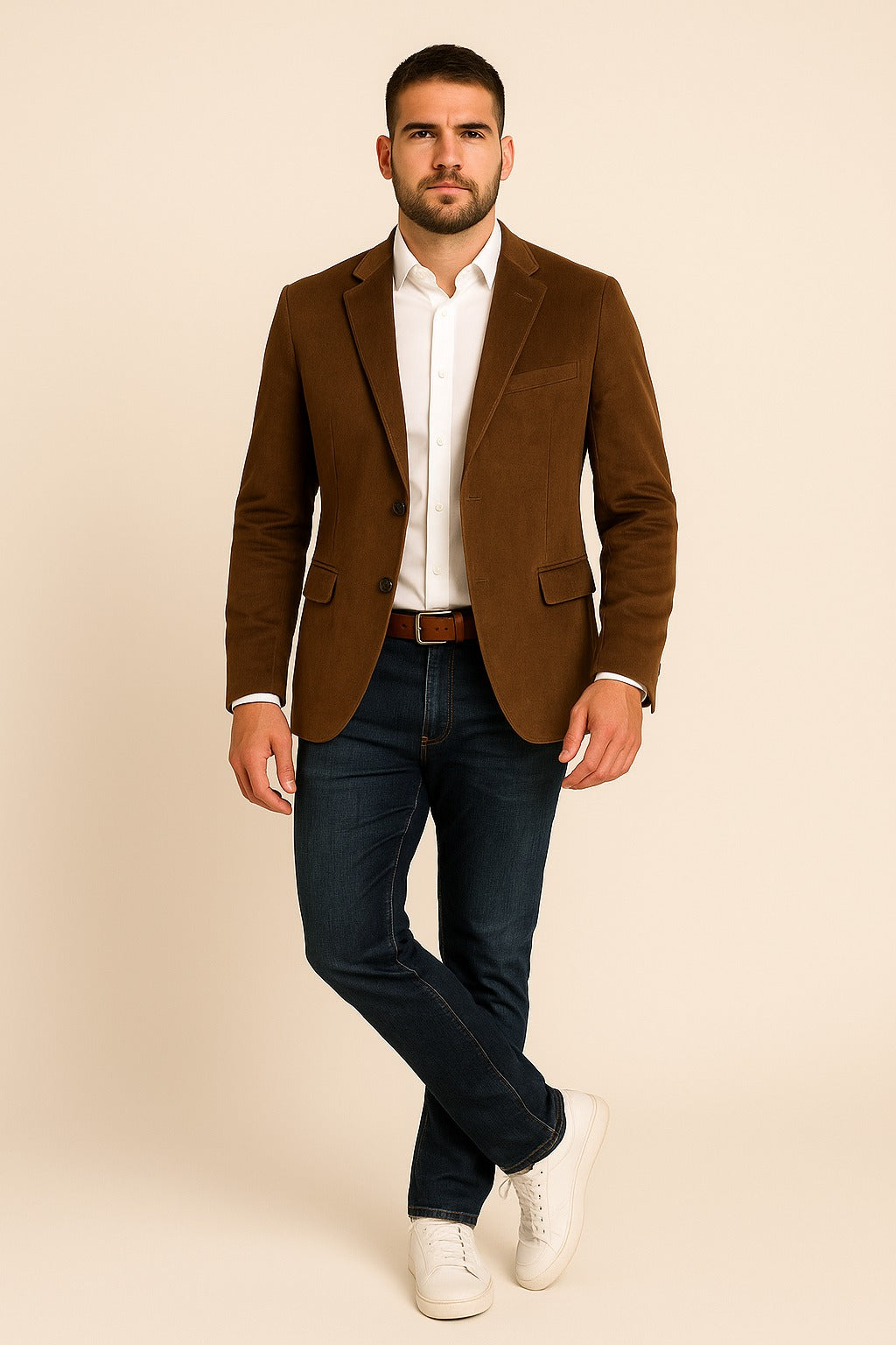 Americana micropana tacto aterciopelado marrón