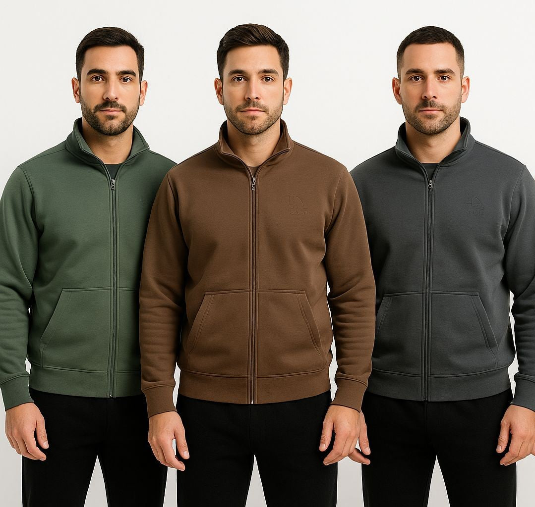 Sudadera con cremallera verde con barco