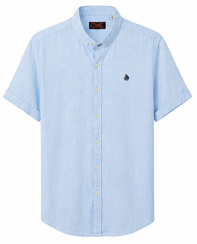 Camisa cuello mao manga corta Celeste