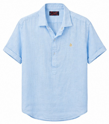 Polera cuello camisa manga corta Celeste