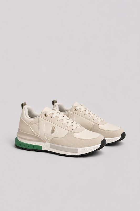 Zapatillas deportivas casual hombre beige y verde