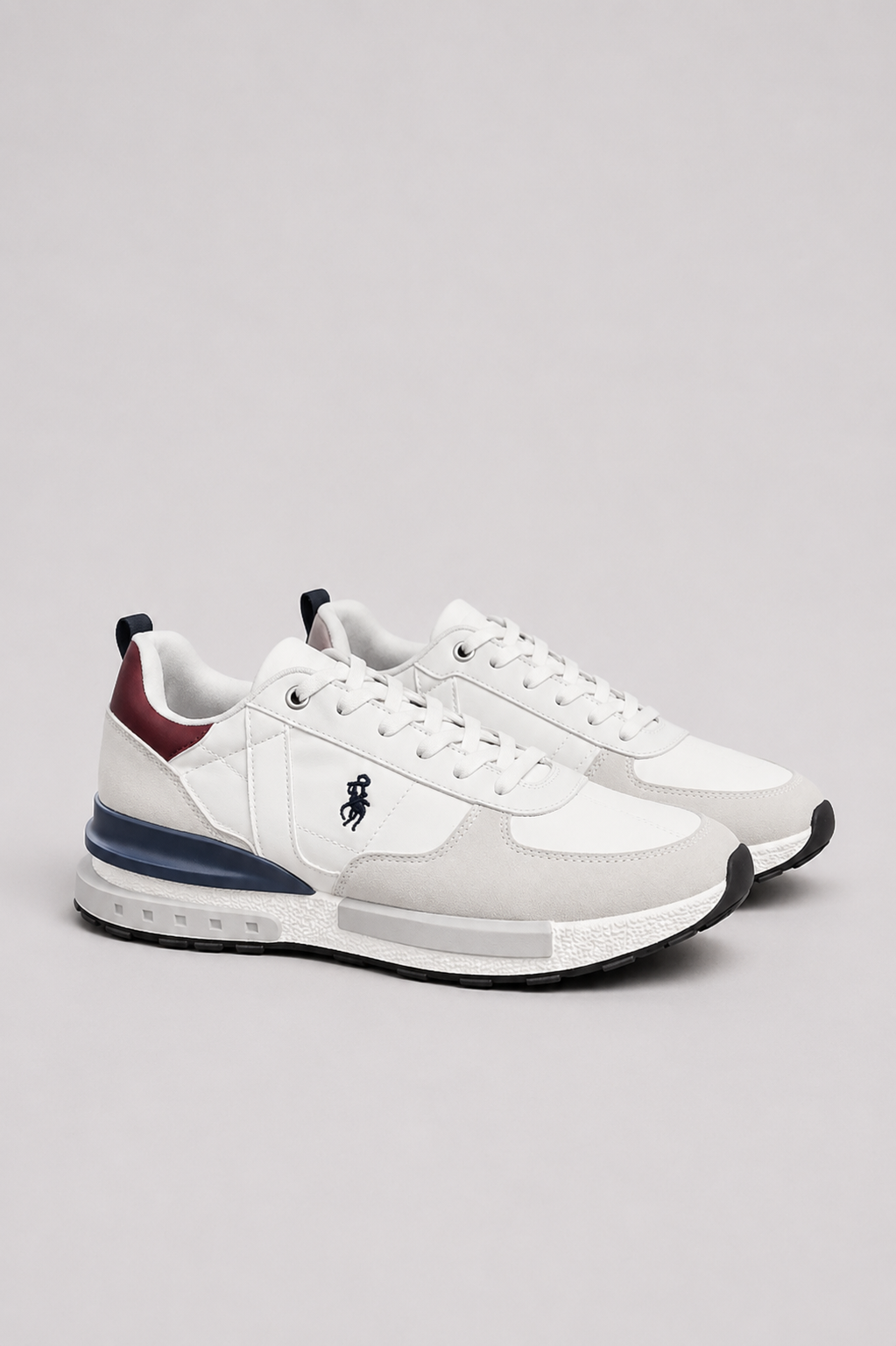 Zapatillas deportivas casual hombre blanco, marino y granate