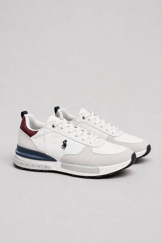 Zapatillas deportivas casual hombre blanco, marino y granate