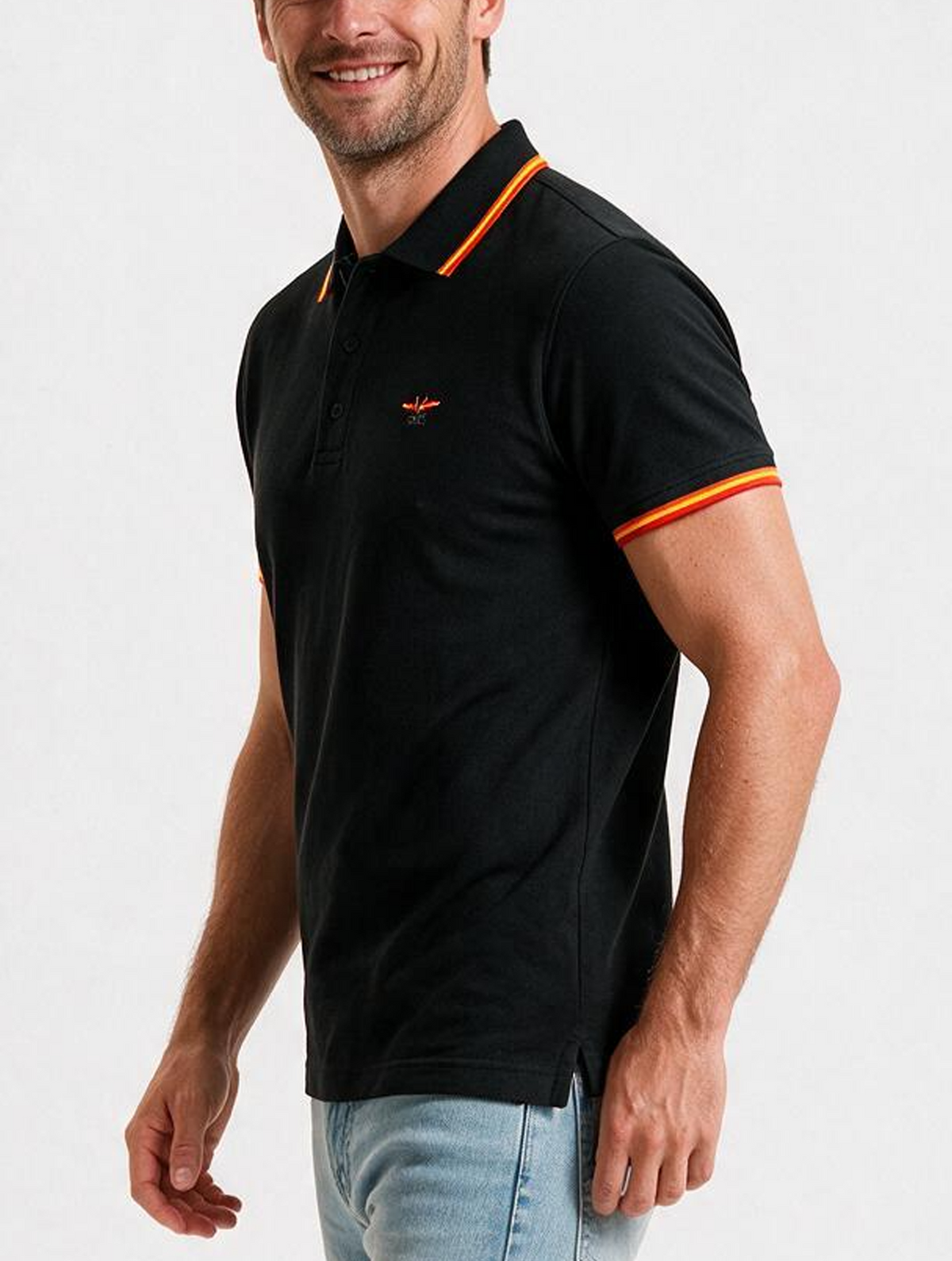 Polo hombre manga corta NATION Negro