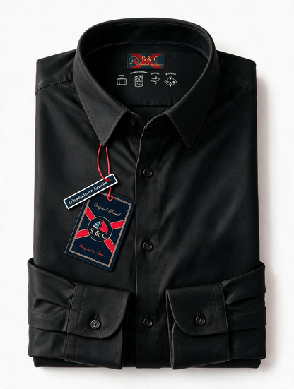 Camisa hombre manga larga Milano Negro