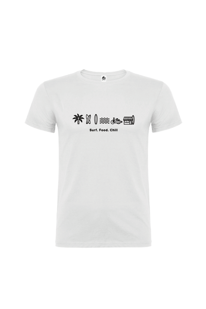 Camiseta Manga Corta Hombre Personalizada "Surf food chill"