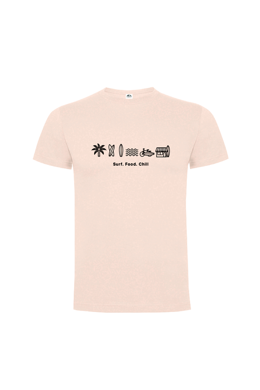 Camiseta Manga Corta Hombre Personalizada "Surf food chill"