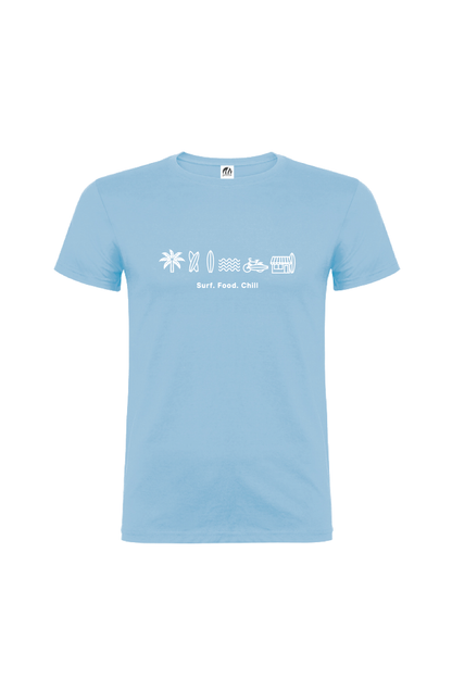 Camiseta Manga Corta Hombre Personalizada "Surf food chill"
