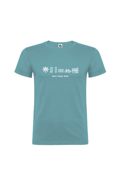 Camiseta Manga Corta Hombre Personalizada "Surf food chill"