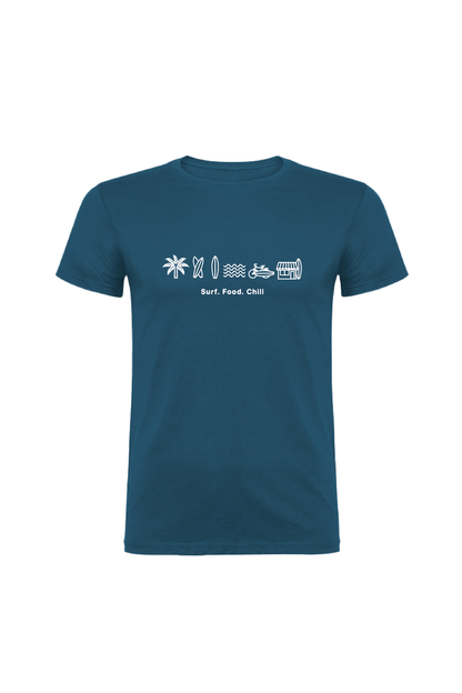Camiseta Manga Corta Hombre Personalizada "Surf food chill"