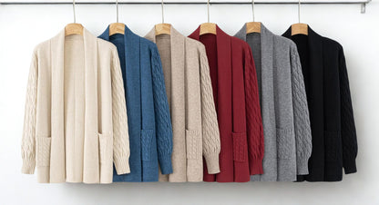 Chaqueta larga de punto  con mangas caladas