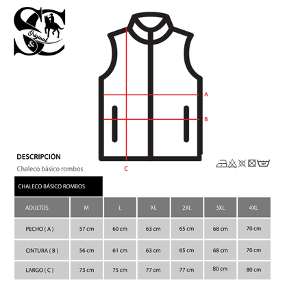 Chaleco Hombre Rombos Beige con Caballo