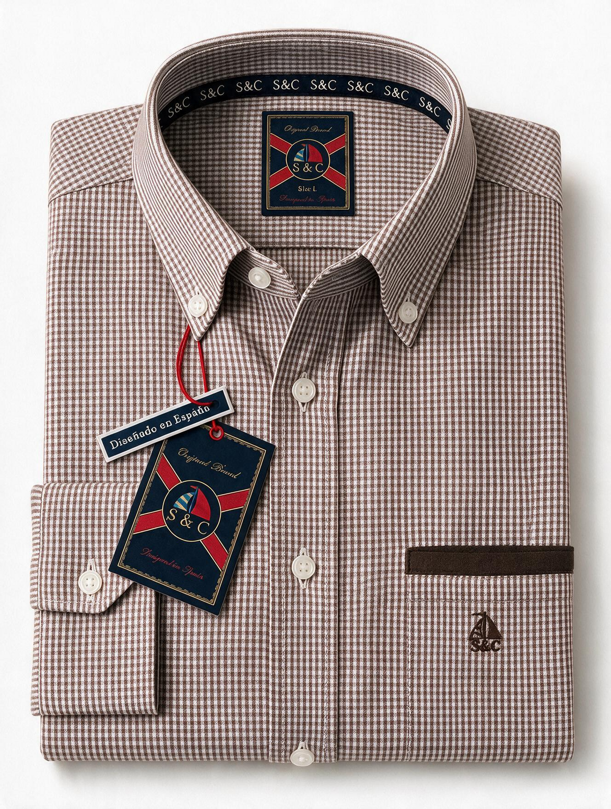 Camisa hombre manga larga Belmont Marrón