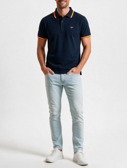 Polo hombre manga corta NATION Marino