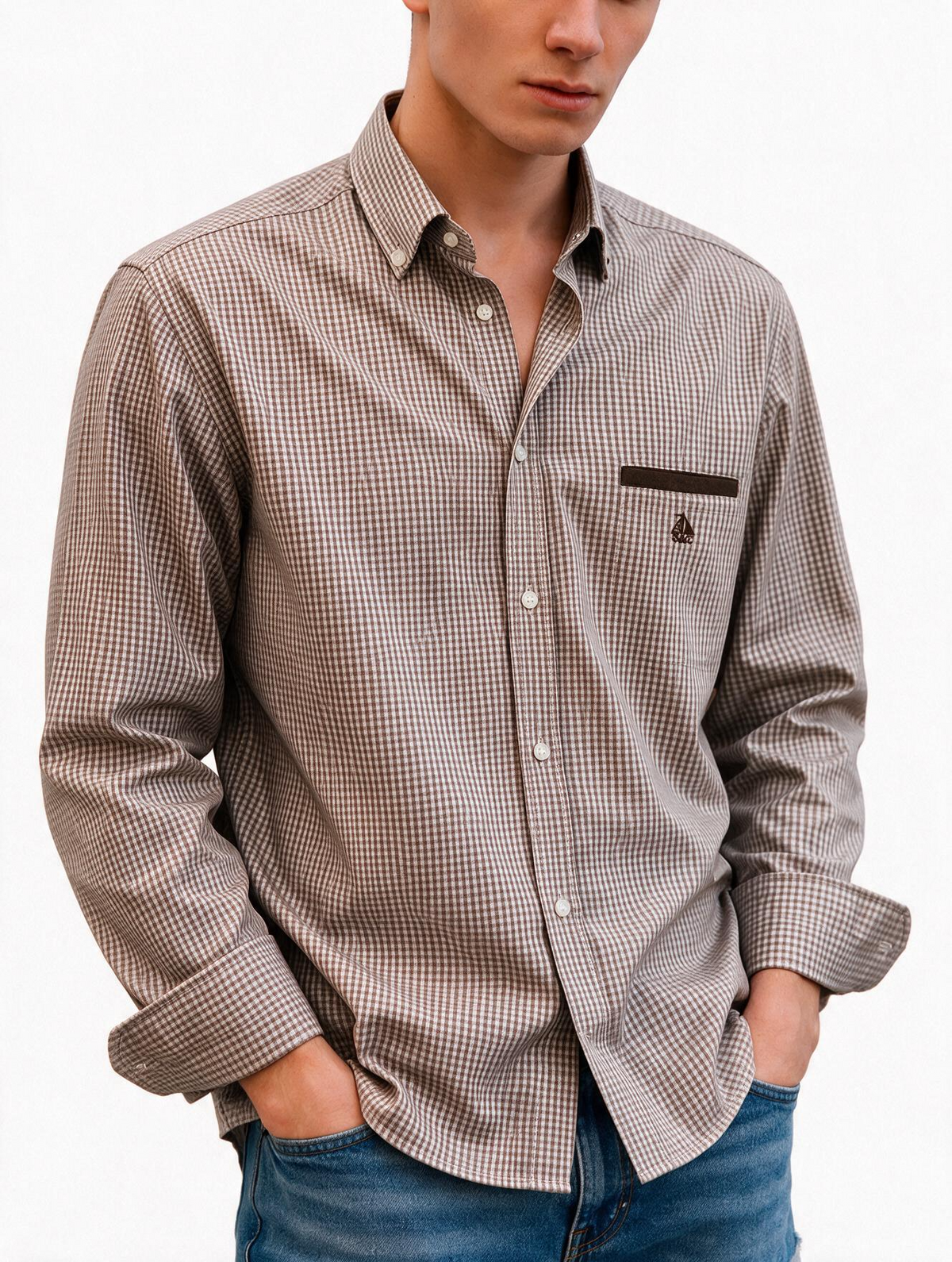 Camisa hombre manga larga Belmont Marrón