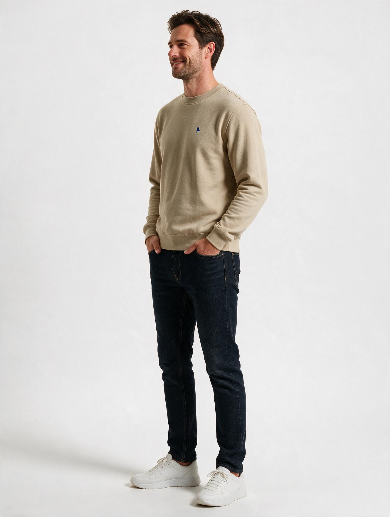 Sudadera Básica con bordado Arena