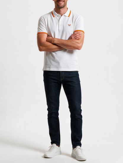 Polo hombre manga corta NATION Blanco