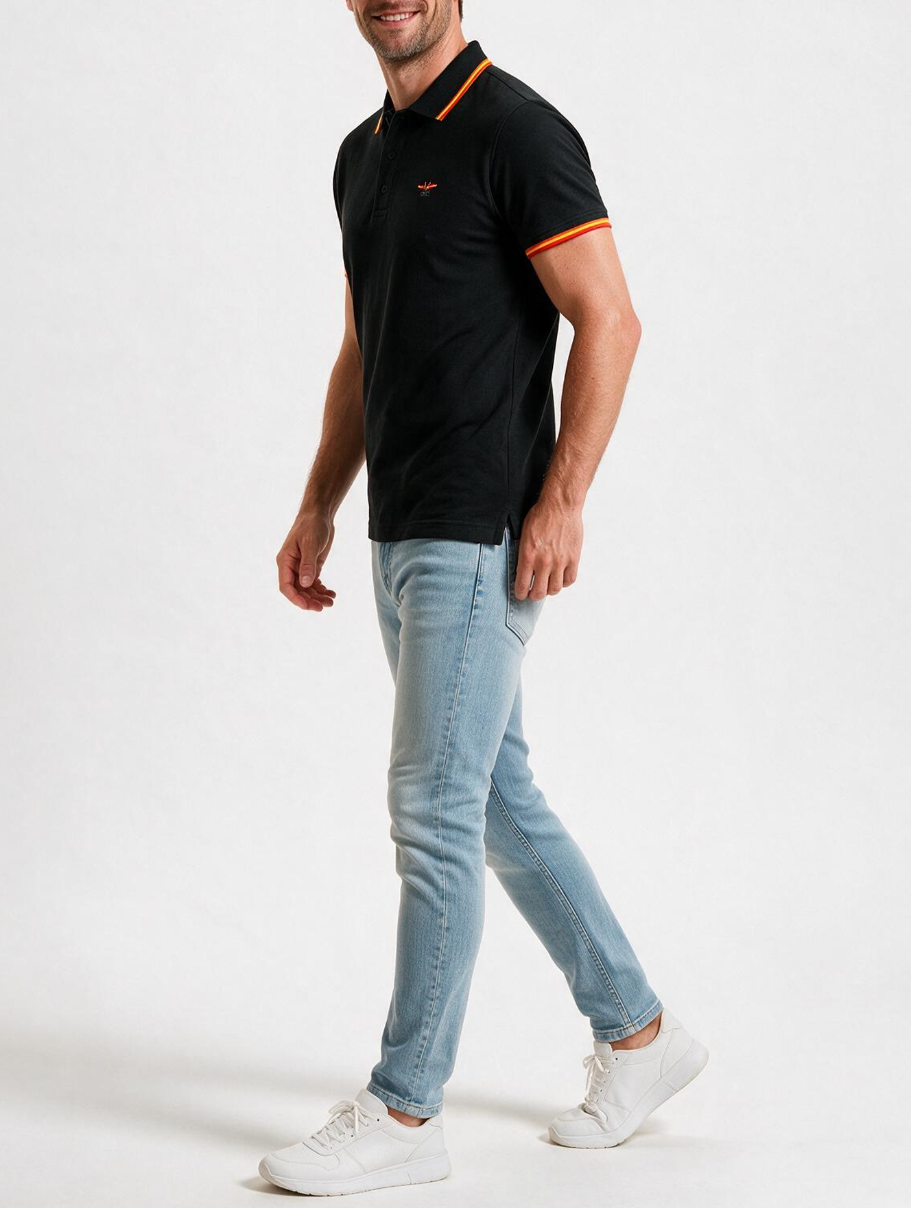 Polo hombre manga corta NATION Negro
