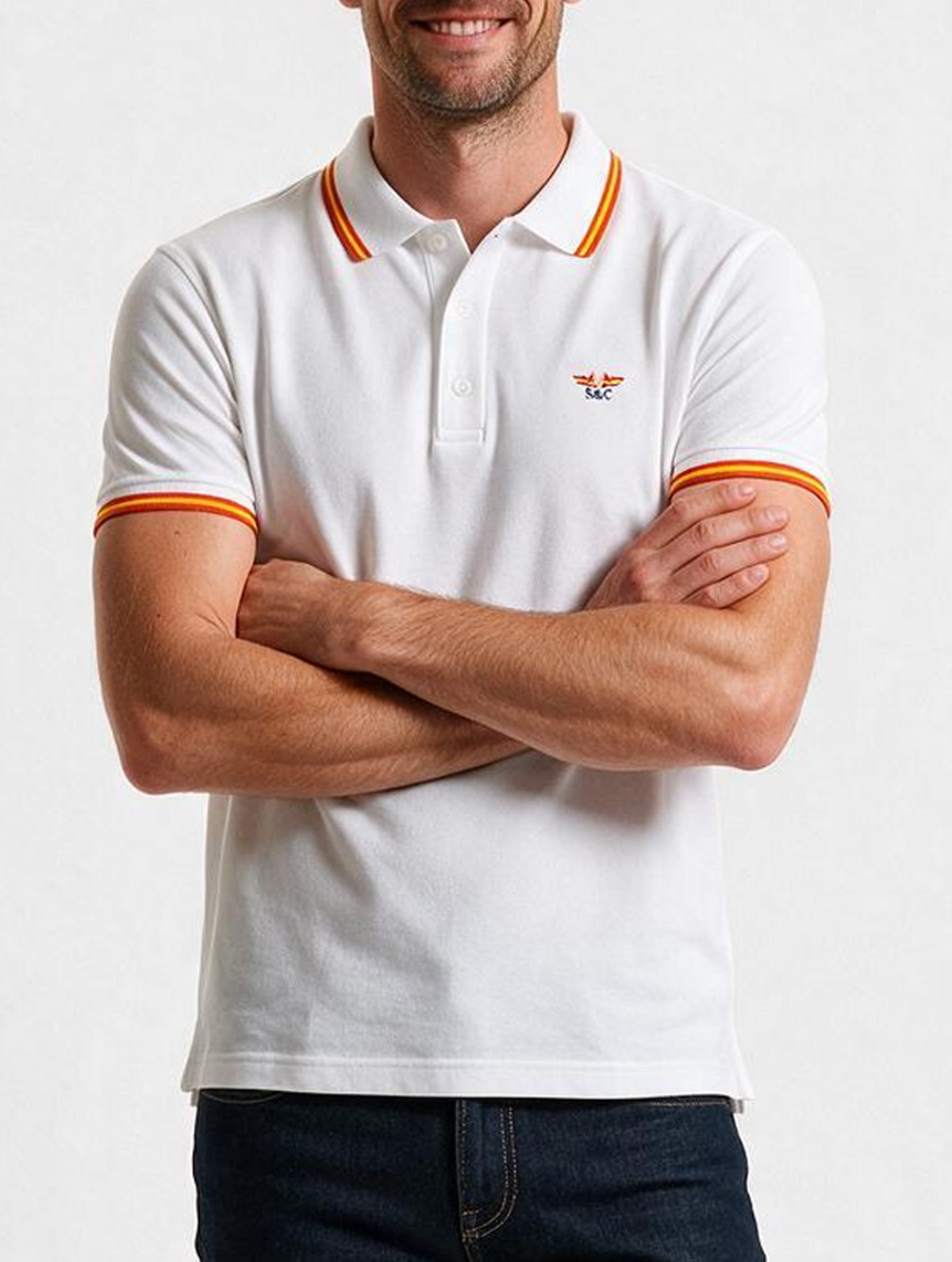 Polo hombre manga corta NATION Blanco