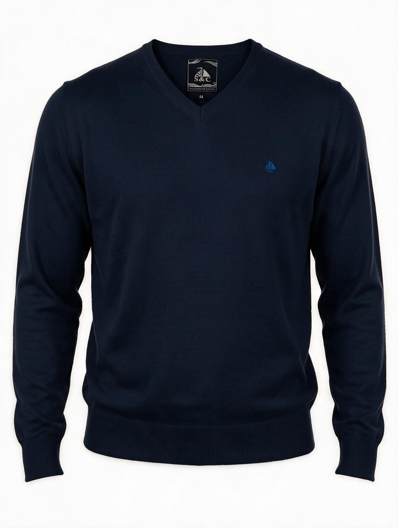 Jersey Hombre Cuello Pico Marino
