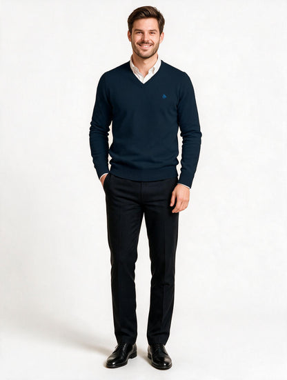 Jersey Hombre Cuello Pico Marino