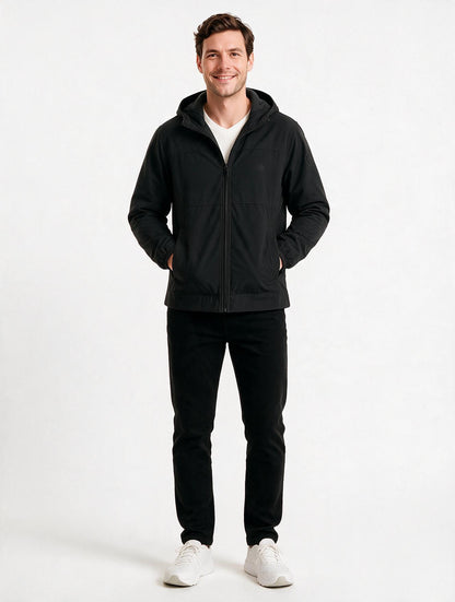 Chaqueta Hombre Negra Con Capucha