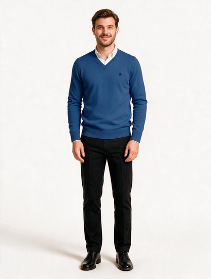 Jersey Hombre Cuello Pico Azul Royal
