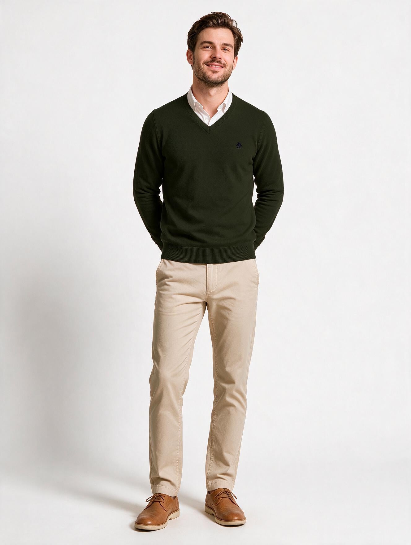 Jersey Hombre Cuello Pico Kaki