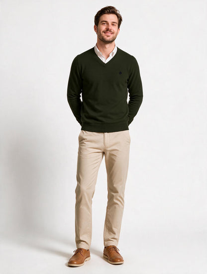 Jersey Hombre Cuello Pico Kaki