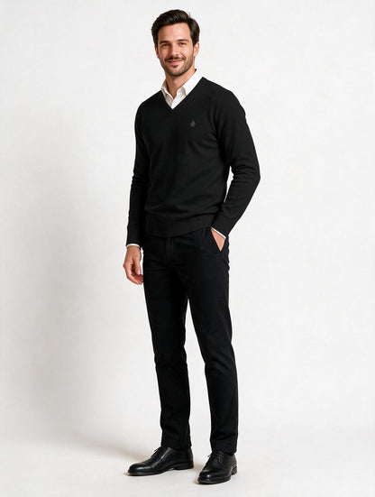 Jersey Hombre Cuello Pico Negro