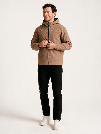 Chaqueta Hombre Marrón Con Capucha