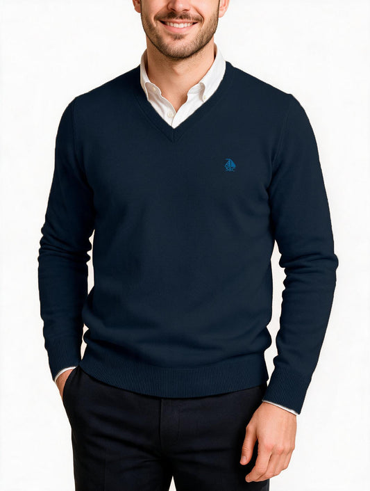 Jersey Hombre Cuello Pico Marino