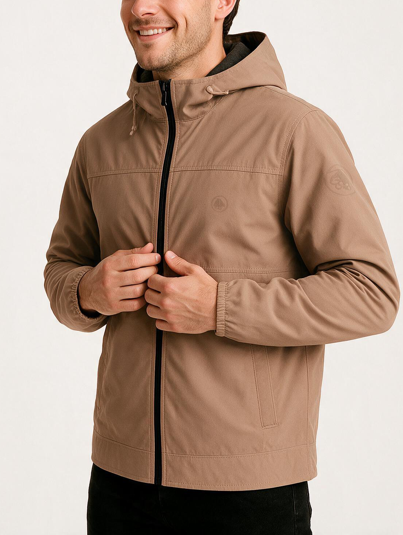 Chaqueta Hombre Marrón Con Capucha