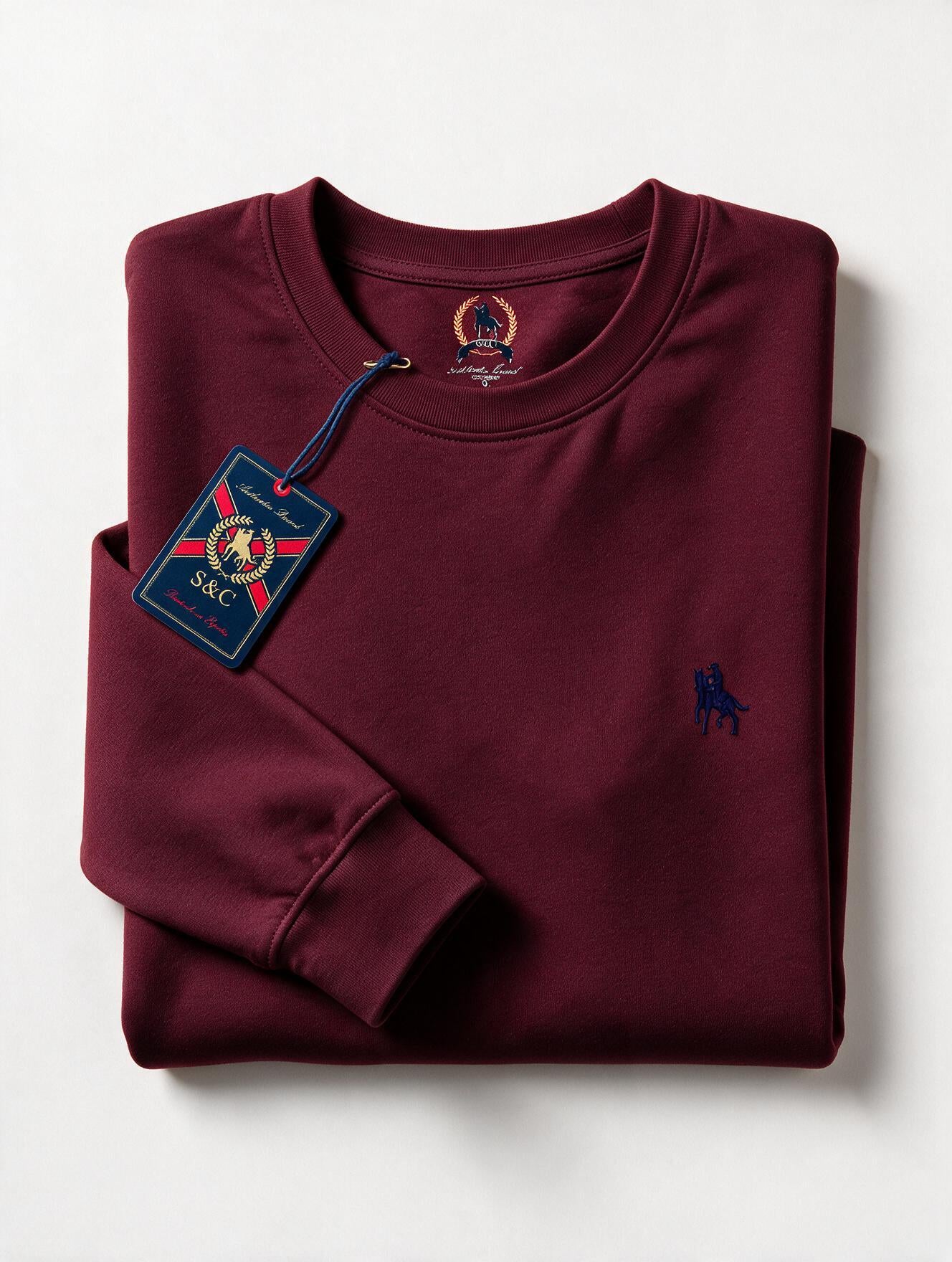 Sudadera Básica con bordado Burdeos