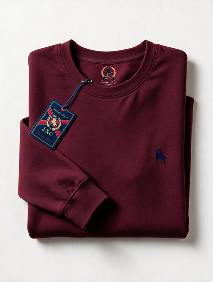 Sudadera Básica con bordado Burdeos